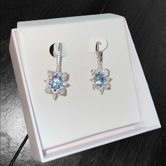 NIB - Light blue quartz earrings - Picture 1 of 3